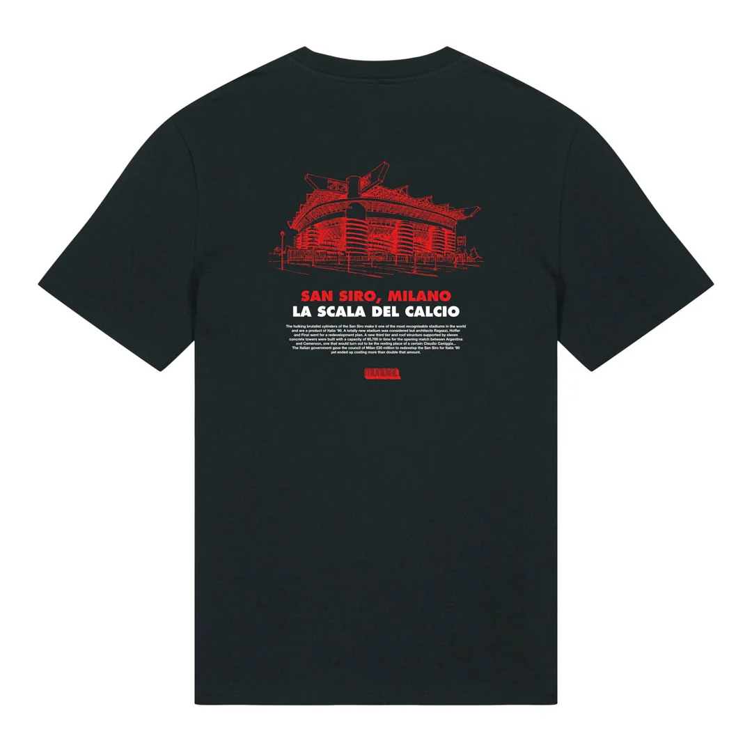 San Siro, Milano MUNDIAL x Tacchettee T-shirt - Black & Red - Image 2