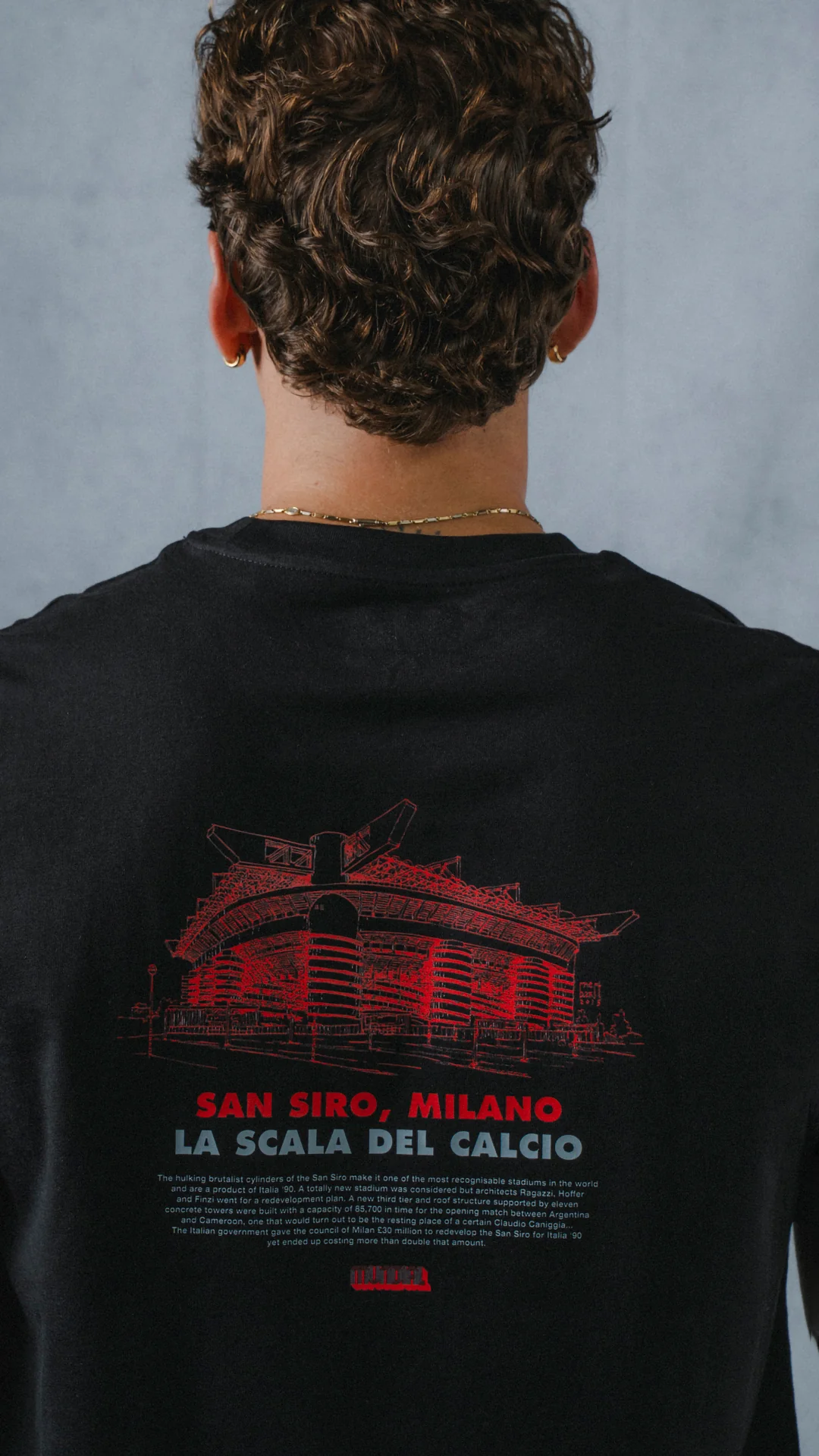 San Siro, Milano MUNDIAL x Tacchettee T-shirt - Black & Red - Image 3