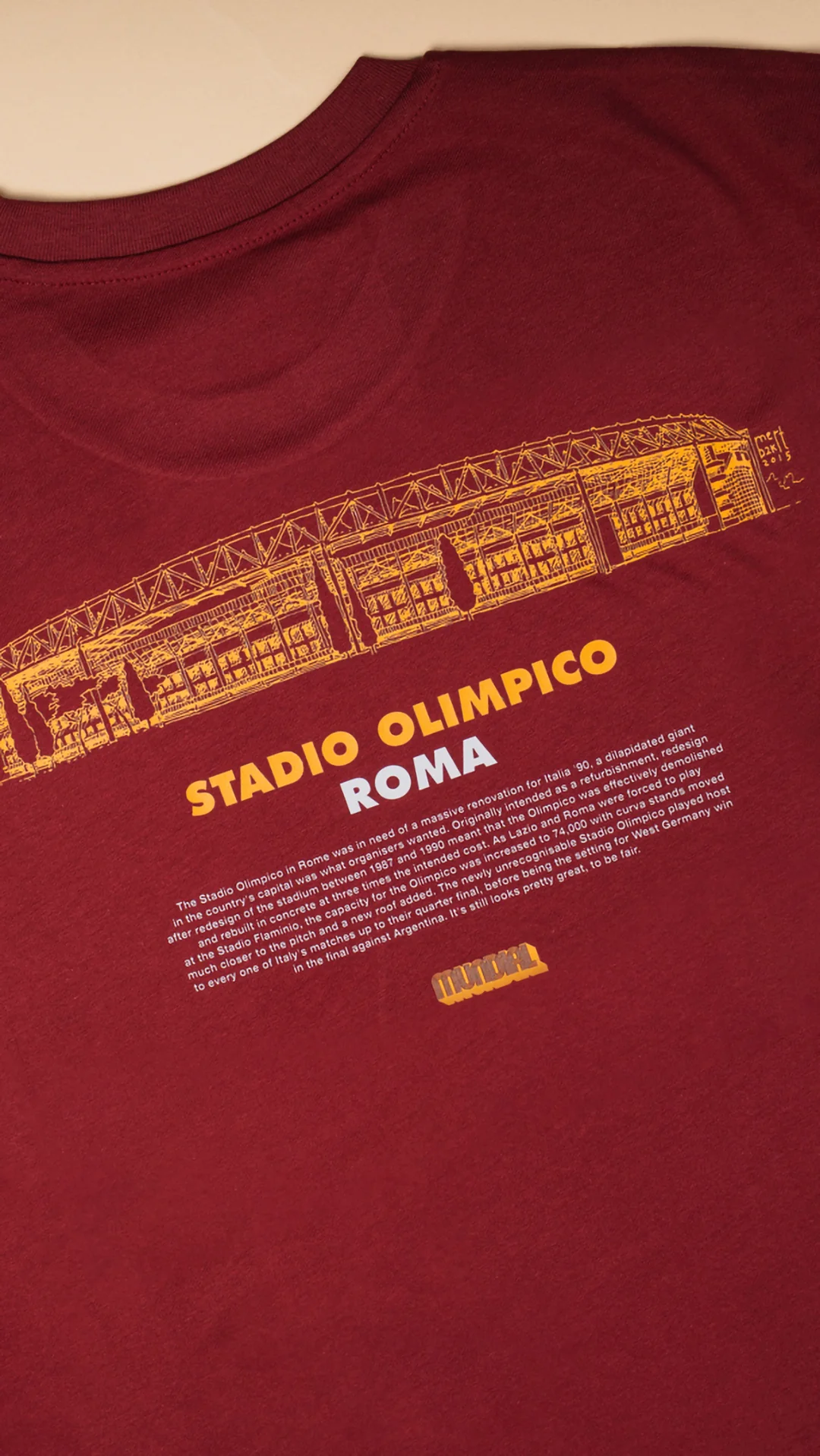 Stadio Olimpico, Roma MUNDIAL x Tacchettee T-shirt - Burgundy - Image 3